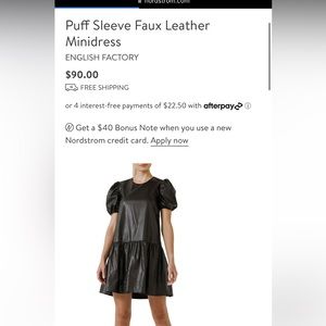 English factory black faux leather dress size small 🖤🖤🖤